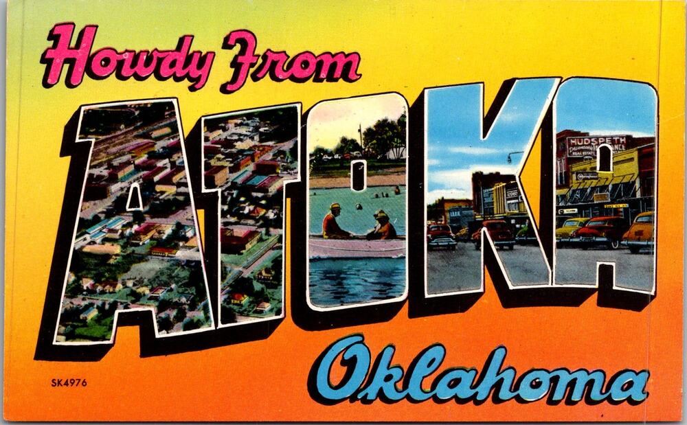 Howdy From Atoka in Oklahoma Vintage Postcard SP17-27